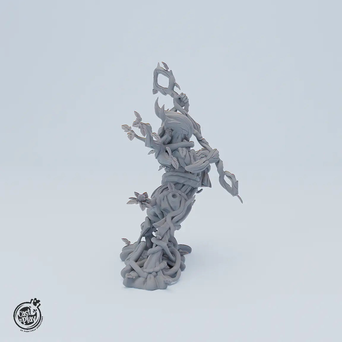 Fantasy Resin Miniatur Valk Oakenroamer – detailreiche Naturgeist-Figur mit Ranken und Stab, ideal für Tabletop und Rollenspiele