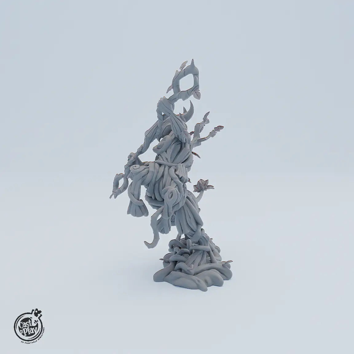 Fantasy Resin Miniatur Valk Oakenroamer – detailreiche Naturgeist-Figur mit Ranken und Stab, ideal für Tabletop und Rollenspiele