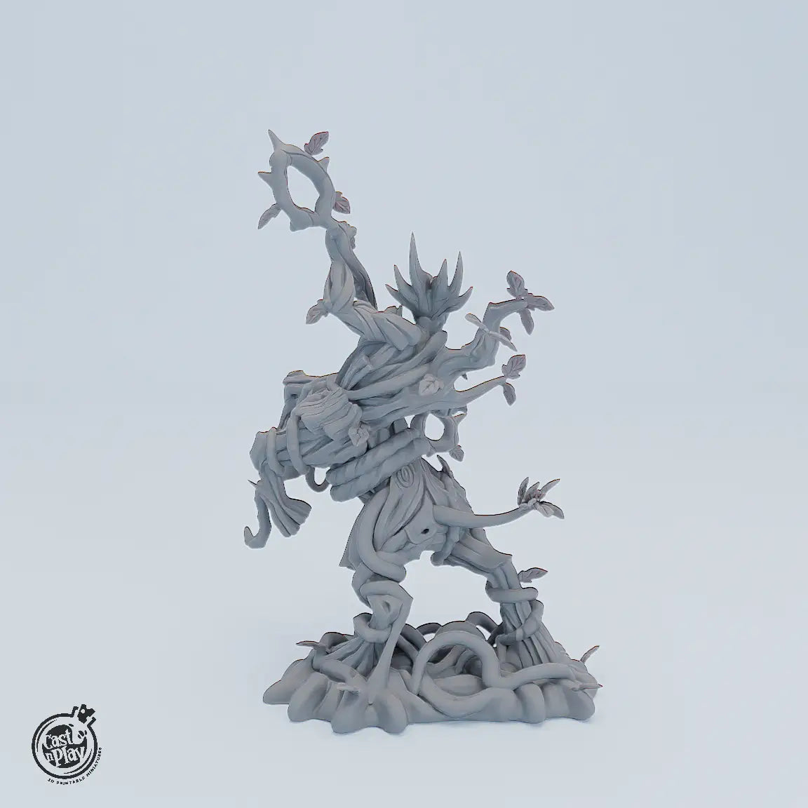 Fantasy Resin Miniatur Valk Oakenroamer – detailreiche Naturgeist-Figur mit Ranken und Stab, ideal für Tabletop und Rollenspiele