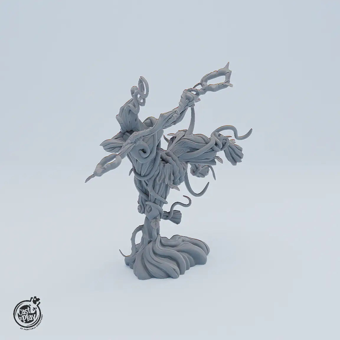 Fantasy Resin Miniatur Valk Oakenroamer – detailreiche Naturgeist-Figur mit Ranken und Stab, ideal für Tabletop und Rollenspiele