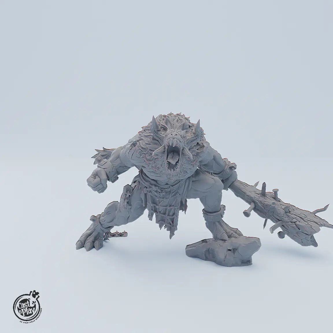 Demonic Prisoner – riesige Dämonen-Miniatur mit Ketten, Holzkeule und muskulösem Körper