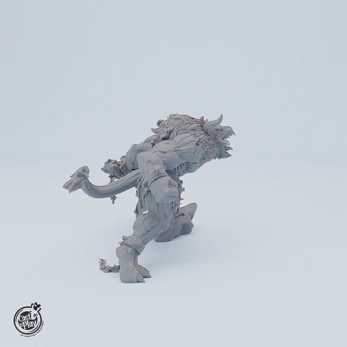 Demonic Prisoner – riesige Dämonen-Miniatur mit Ketten, Holzkeule und muskulösem Körper