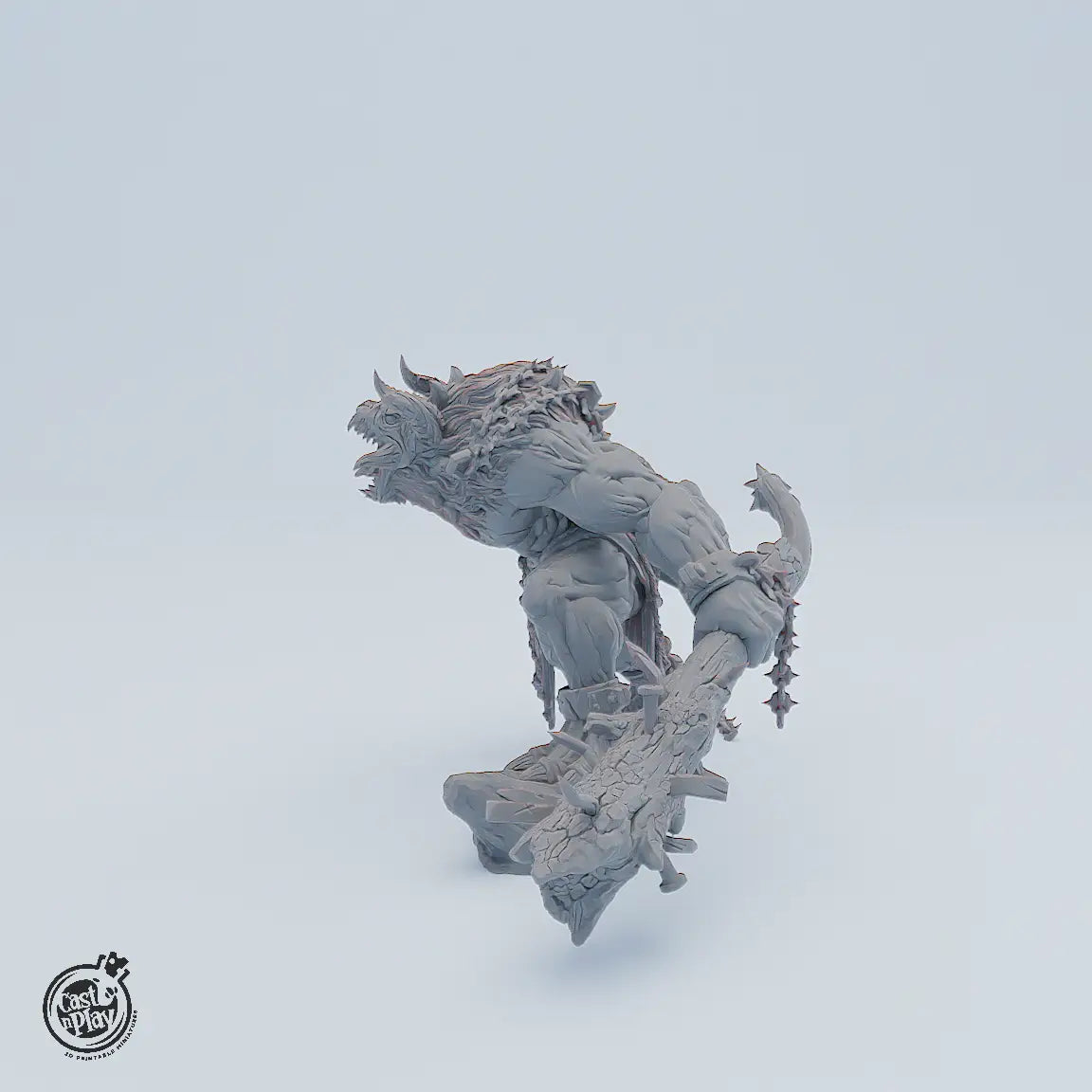 Demonic Prisoner – riesige Dämonen-Miniatur mit Ketten, Holzkeule und muskulösem Körper