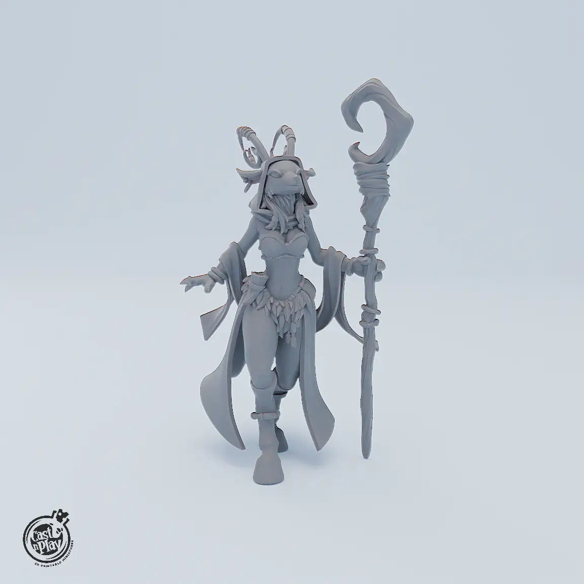 Miniaturenset Deerfolk Guardians – drei detailreiche Waldwesen: Wizard, Paladin und Druid mit Waffen und Zauberstab für Tabletop-Spiele