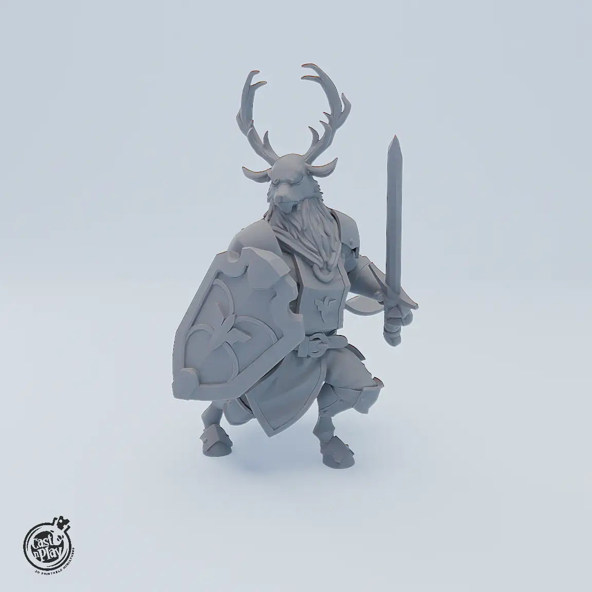 Miniaturenset Deerfolk Guardians – drei detailreiche Waldwesen: Wizard, Paladin und Druid mit Waffen und Zauberstab für Tabletop-Spiele