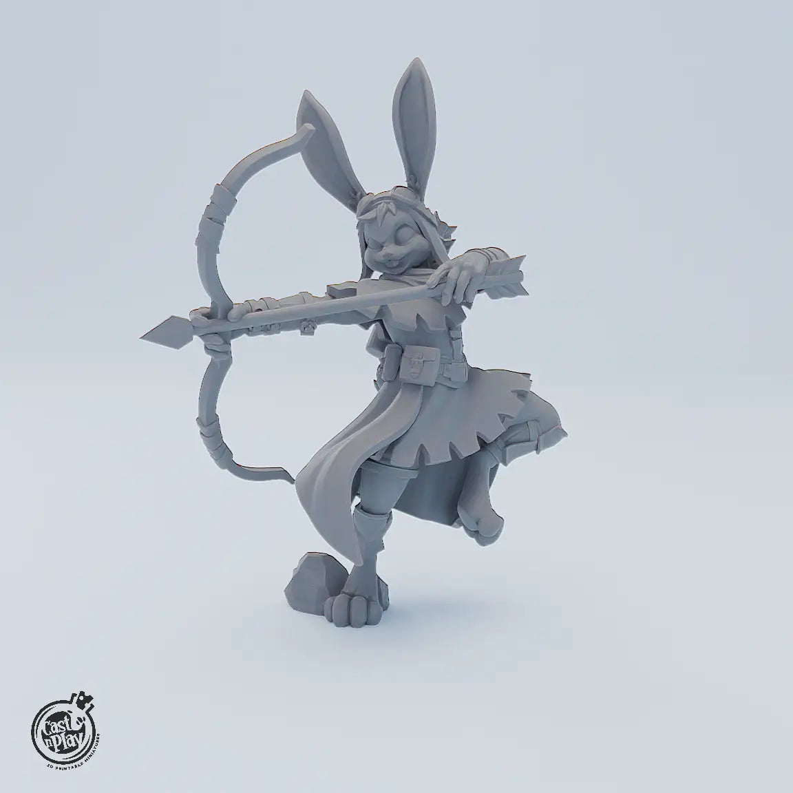 Miniaturenset Rabbitfolk Wardens – drei Hasencharaktere: Archer, Cleric und Monk als detaillierte Tabletop-Miniaturen für D&D und Fantasy-Rollenspiele
