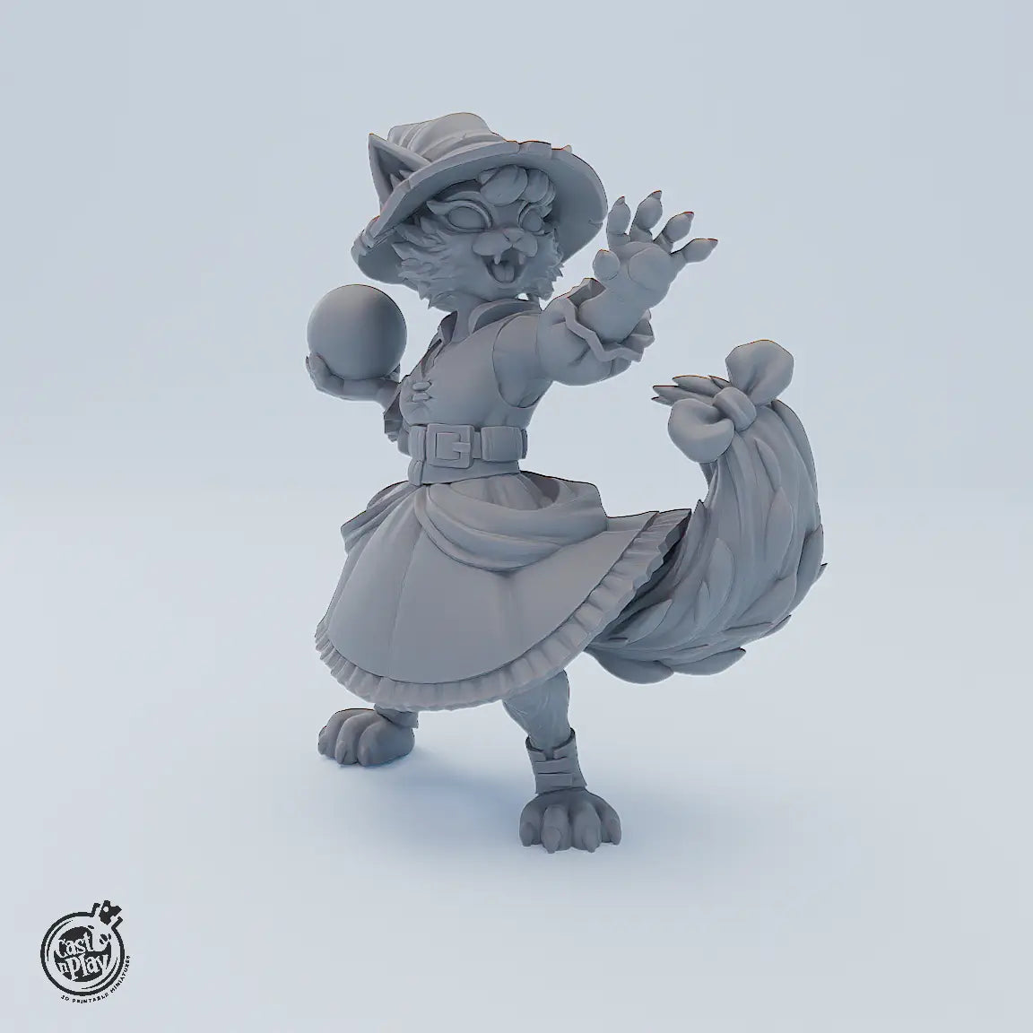 Miniaturenset Catfolk Defenders – drei katzenartige Charaktere: Barbarian, Rogue und Witch als detailreiche Tabletop-Miniaturen für Fantasy-Settings
