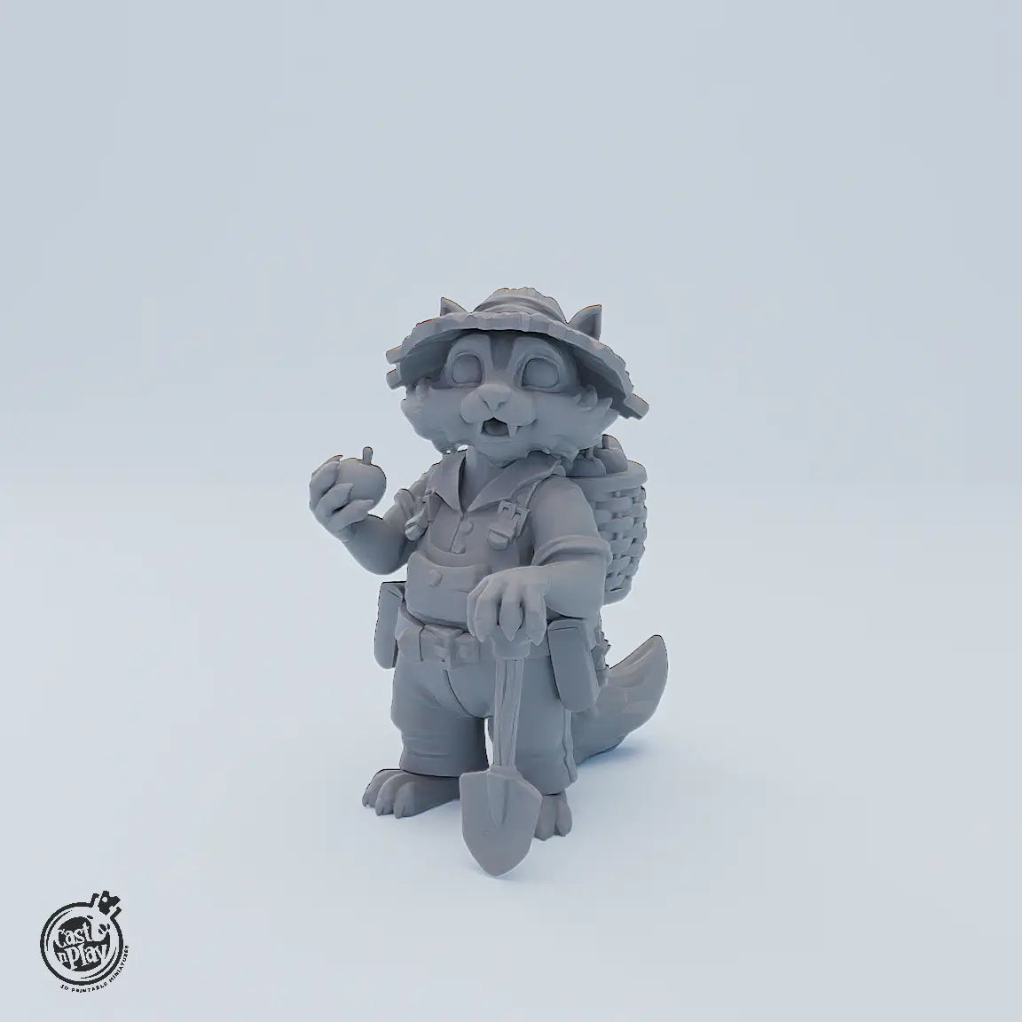 Miniaturenset Burrower Heroes – drei tierische Charaktere: Racoon Bard, Badger Barbarian und Racoon Farmer für Tabletop-Spiele und Fantasy-Rollenspiele